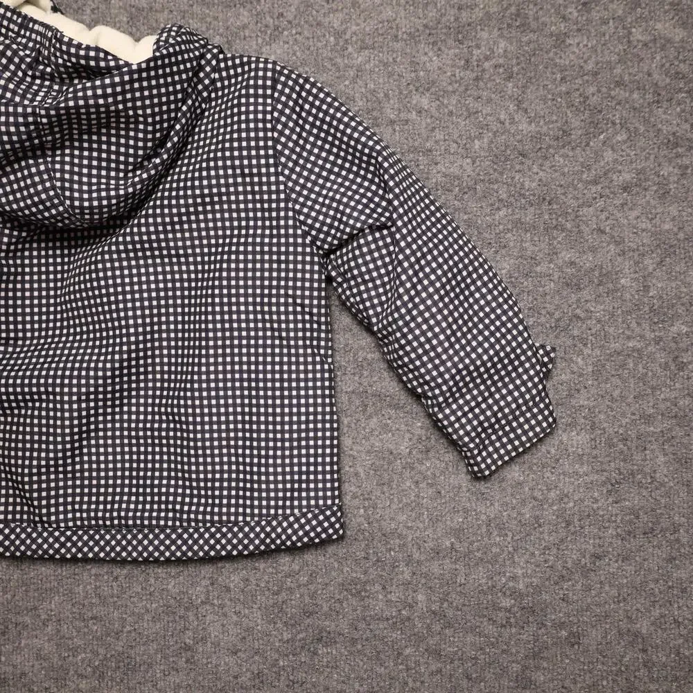 OshKosh B'gosh Jacket Toddler Girls 2T Blue Gingham Hooded Fleece Lined Raincoat